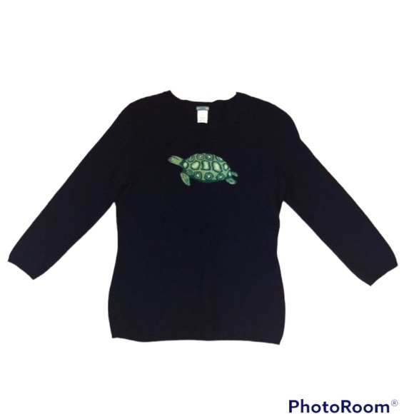 J. Crew Sweaters - J Crew Women 100% Cashmere Turtle Sweater Green and Navy 🐢 Size Small